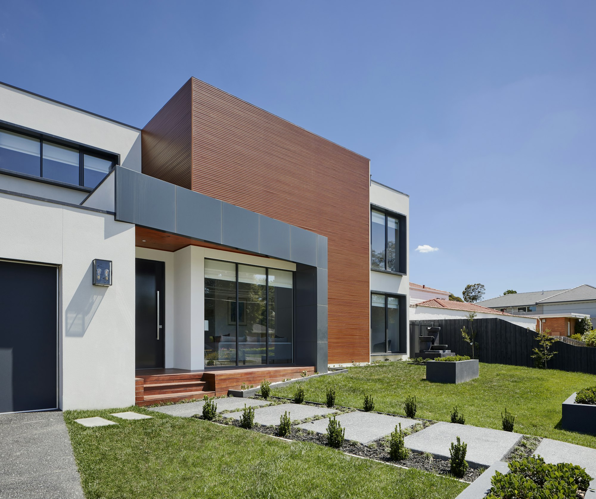 Iron-gated courtyard at the front of 1217 N Salsipuedes, where the street ends and the residence begins.